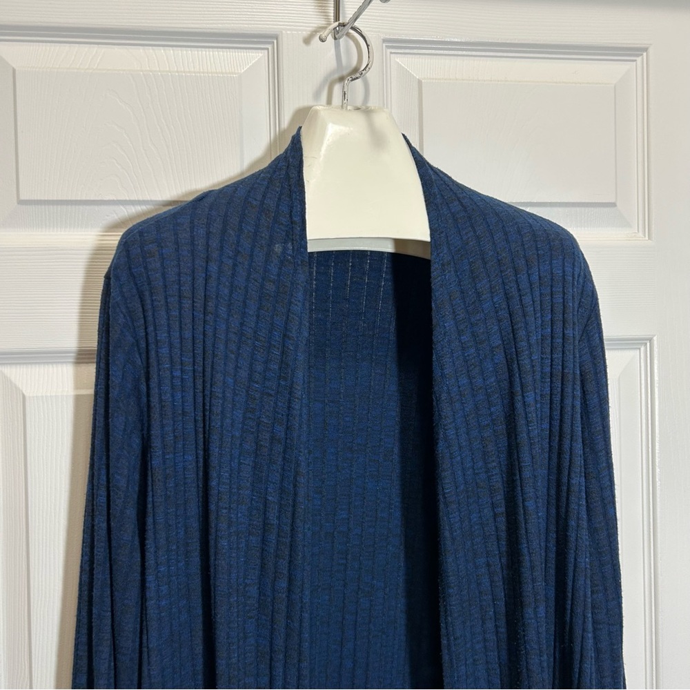 Lisa Rinna Collection Navy Open-Front Duster Cardigan - Picture 2 of 9
